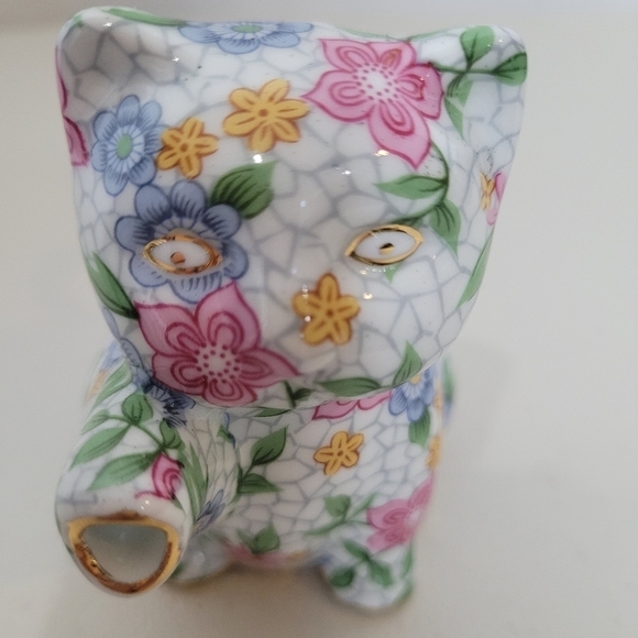 Two's Company Chintz Alexandra 3" Porcelain Floral Kitten Cream Pitcher - Picture 5 of 8